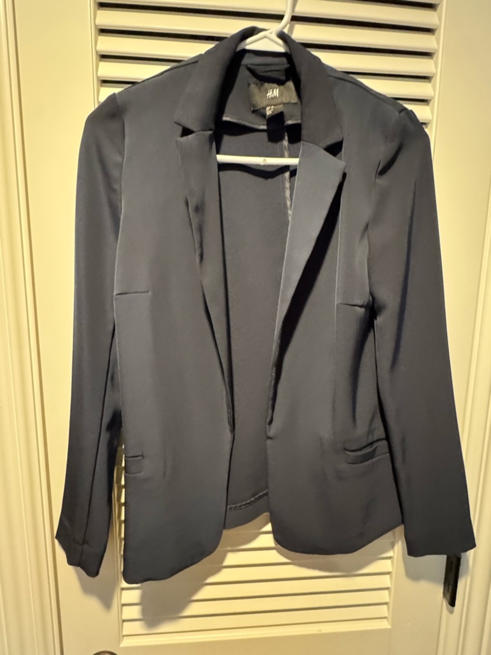 H&M Navy Labelled Blazer with Subtle Texture